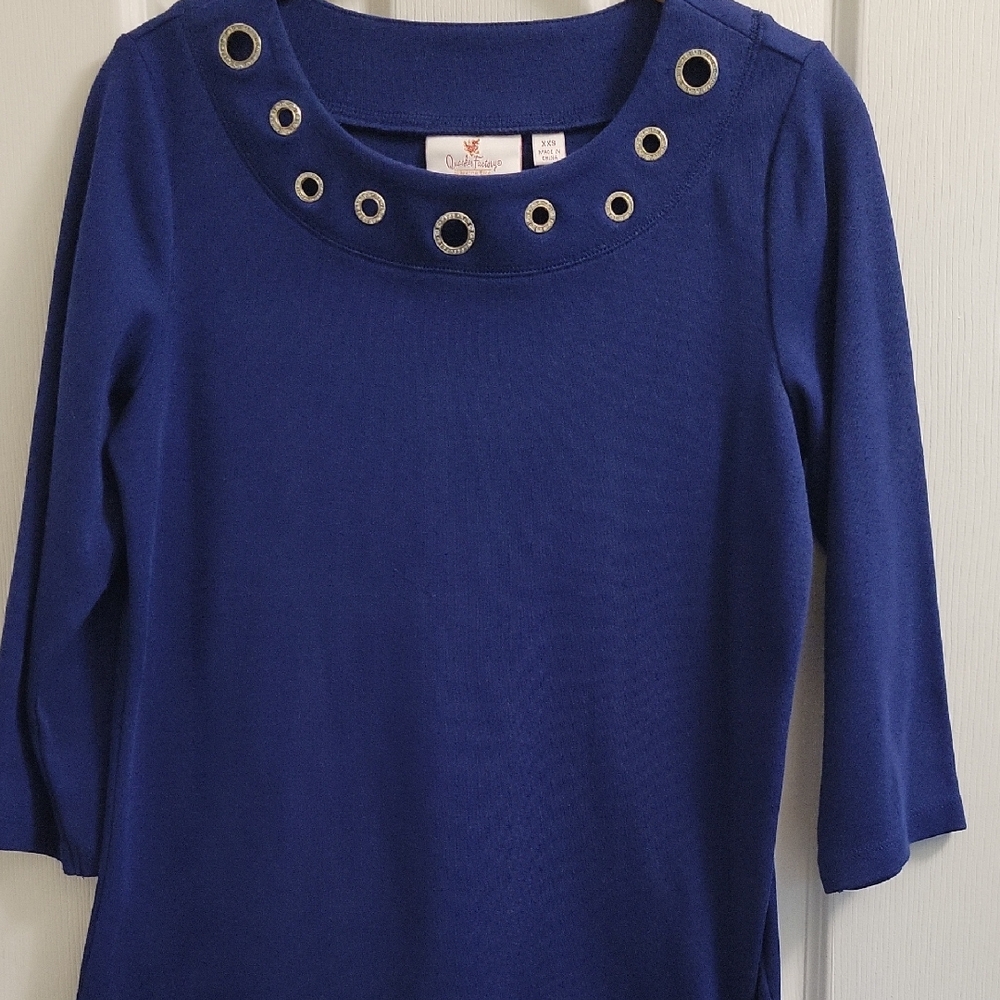 Quacker Factory Royal Blue Top with Grommet Accents